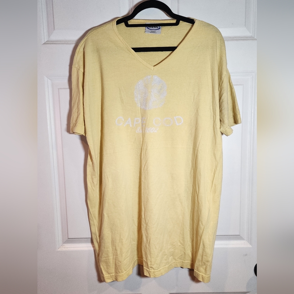Jersey Ave Yellow And White Cotton Cape Cod T Shirt Dress One Size